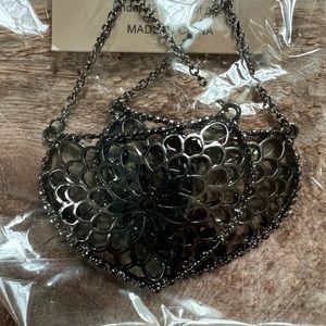 Gunmetal earrings, filigree earrings, black metal earrings, metal lace